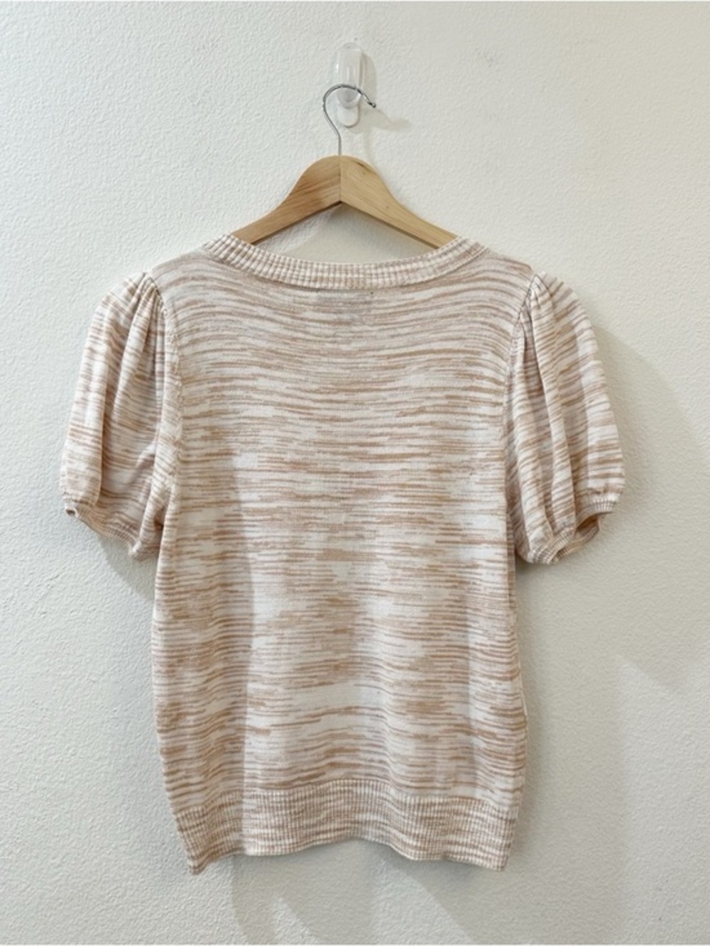 Paige Lucerne Space Dye Puff Sleeve‎ Pullover Top in Camel Size Small - Picture 6 of 10